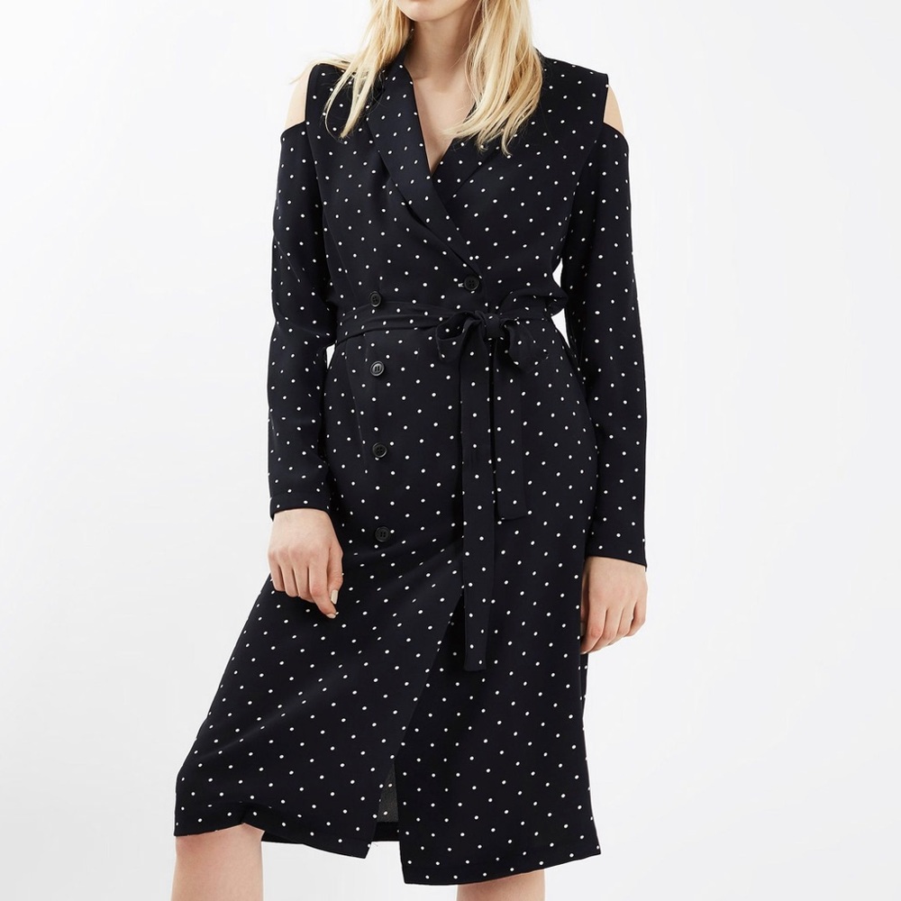 Topshop double breasted cold shoulder dress